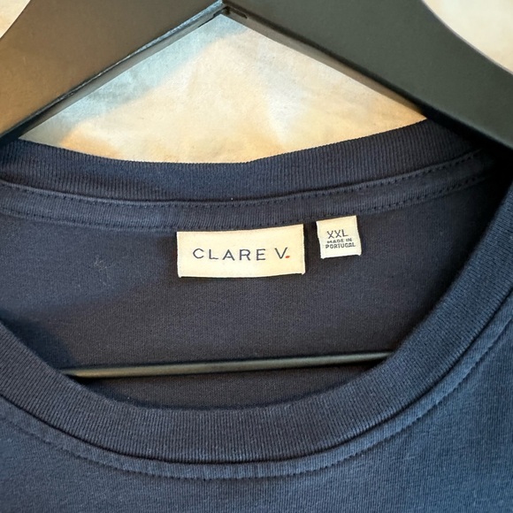 Clare V. Dark Navy Original Tee with Bright Poppy Block CIAO | Size XXL | EUC - Picture 7 of 11